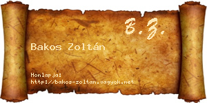 Bakos Zoltán névjegykártya